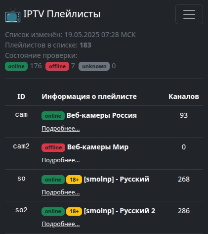 Скриншот с примером главной страницы на смартфоне