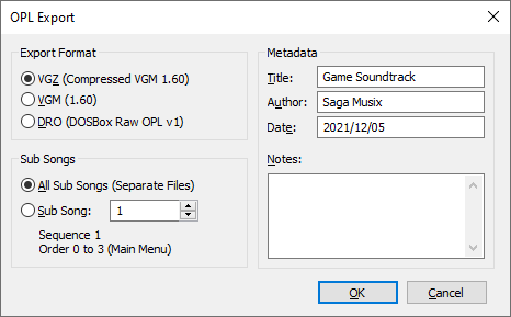 OPL Export Dialog